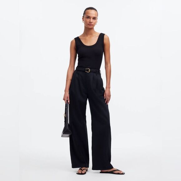 Madewell NWT Harlow Wide Leg Pants in Petite in True Black Size 12P - Picture 2 of 8